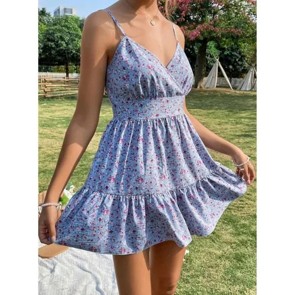 Floral Print Ruffle Hem Cami Dress - Picture 4 of 6